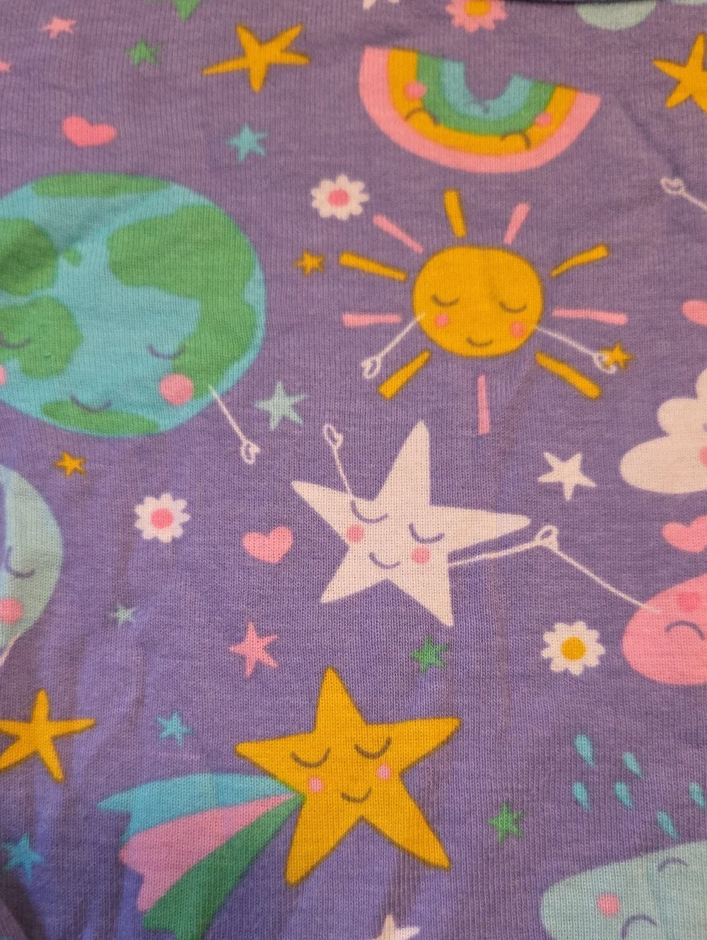 Children's Place Girls' Purple Planet & Rainbow Pajama Set